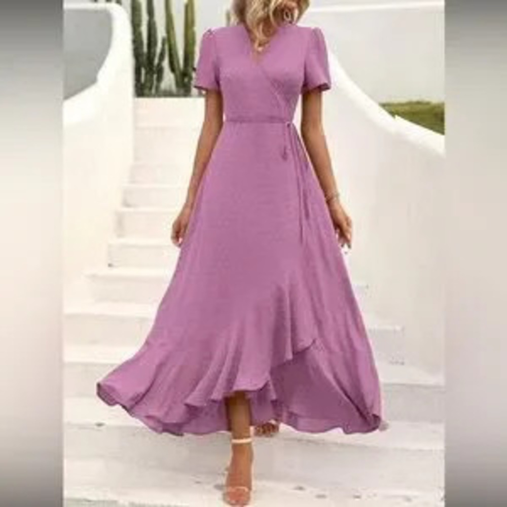 Elegant Purple Wrap Dress